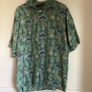 Vintage Silk Traders Hawaii by Sunrise Ent. USA 100% Silk Men's Hawaiian Shirt L